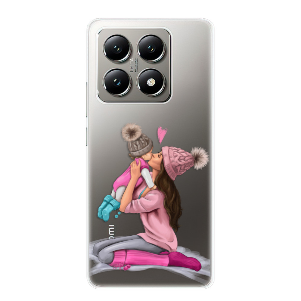 Odolné silikónové puzdro iSaprio - Kissing Mom - Brunette and Girl - Xiaomi 14T Pro