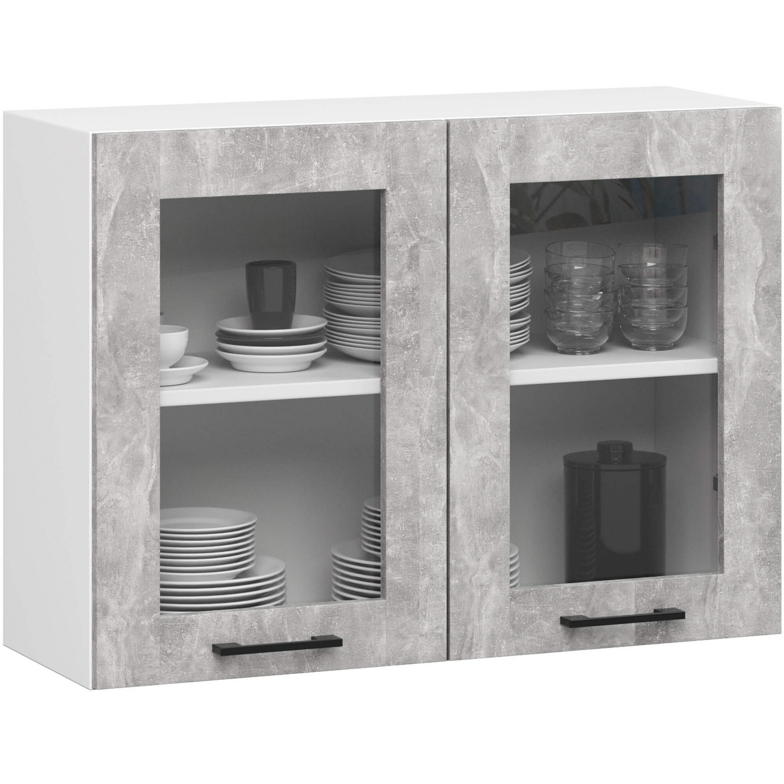 Závěsná kuchyňská skříňka OLIVIE W 80x58 cm matná bílá/beton