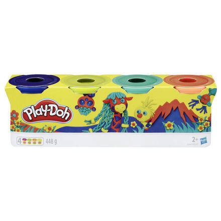 Play Doh 4 ks balenie téglikov - fialová, sv.zelená, zelená, oranžová