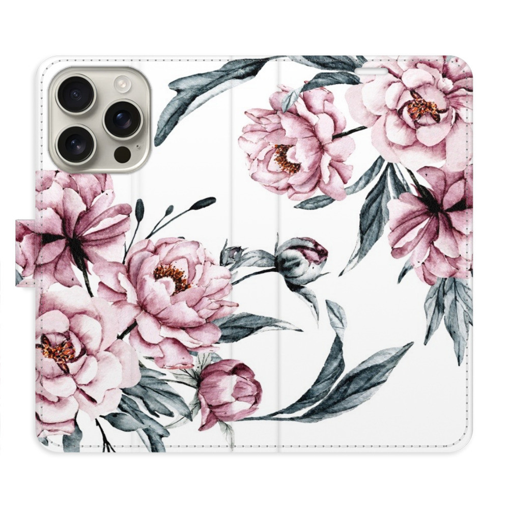 Flipové puzdro iSaprio - Pink Flowers - iPhone 16 Pro