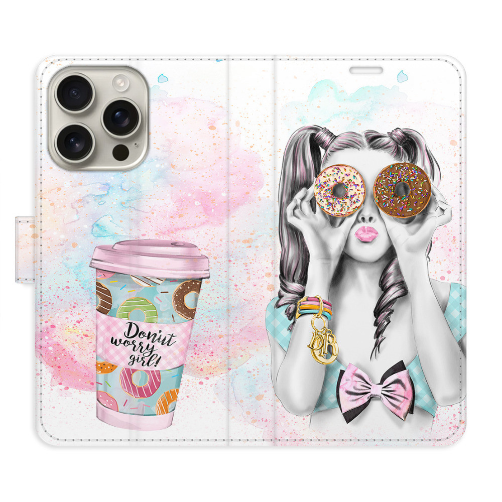 Flipové puzdro iSaprio - Donut Worry Girl - iPhone 16 Pro