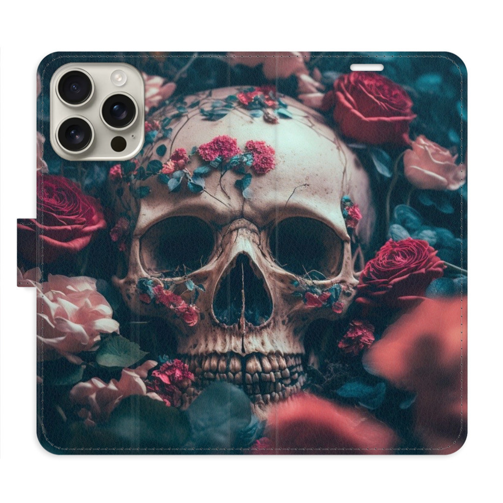 Flipové puzdro iSaprio - Skull in Roses 02 - iPhone 16 Pro Max