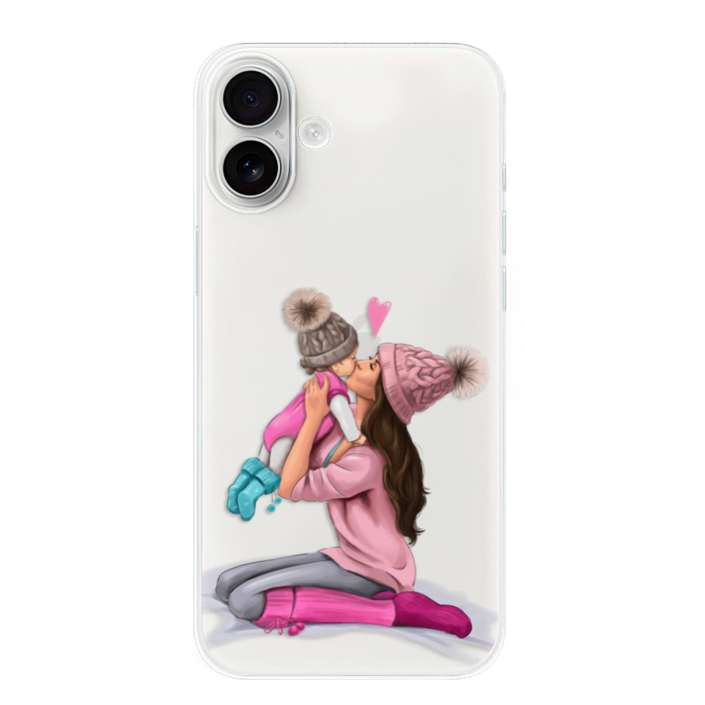 Odolné silikónové puzdro iSaprio - Kissing Mom - Brunette and Girl - iPhone 16 Plus
