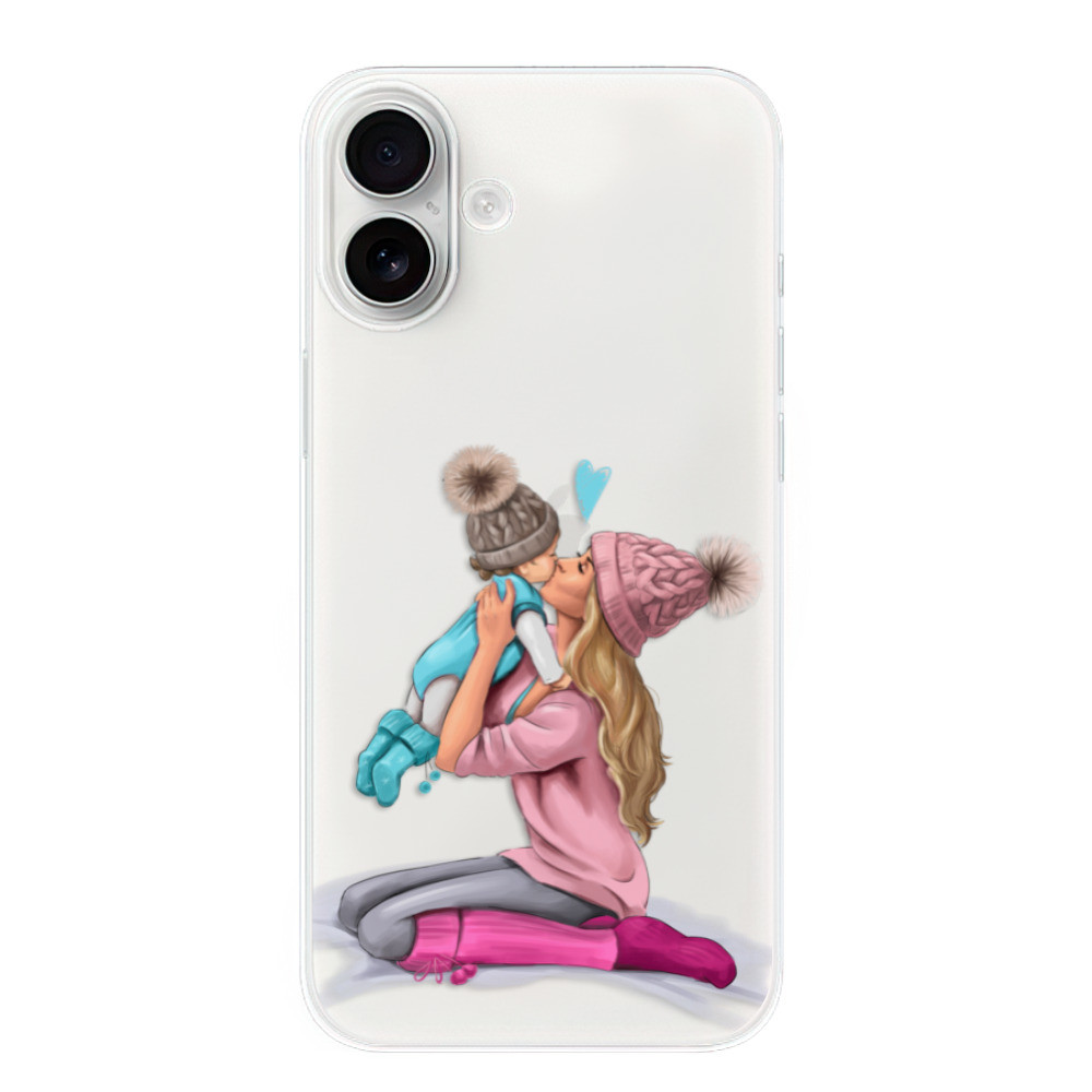 Odolné silikónové puzdro iSaprio - Kissing Mom - Blond and Boy - iPhone 16 Plus