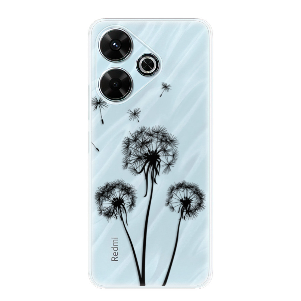 Odolné silikónové puzdro iSaprio - Three Dandelions - black - Xiaomi Redmi 13