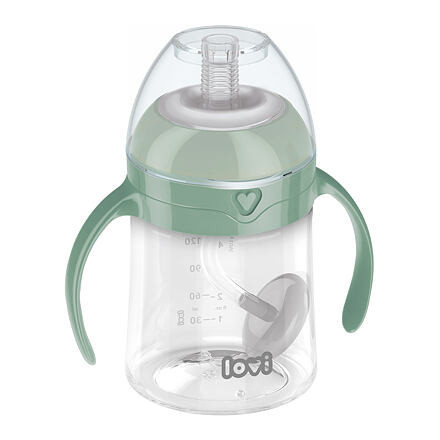LOVI Prvý hrnček so slamkou a závažím 150ml zelený