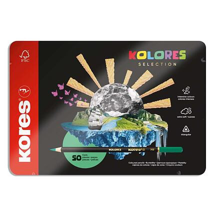 KOLORES Selection, trojhranné pastelky 3 mm 50 farieb
