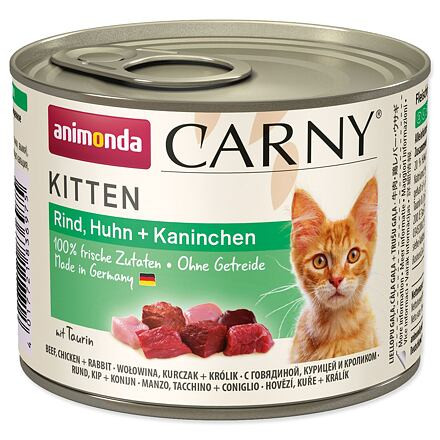 Konzerva ANIMONDA Carny Kitten hovädzie + kuracie + králik 200 g