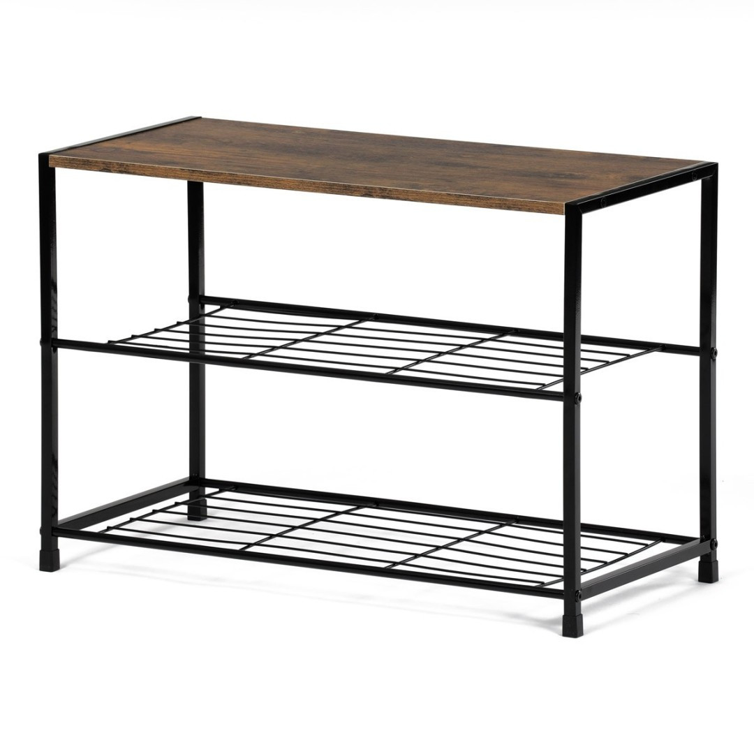 Autronic BOTNÍK - 2-policový, z kovu a MDF dosky