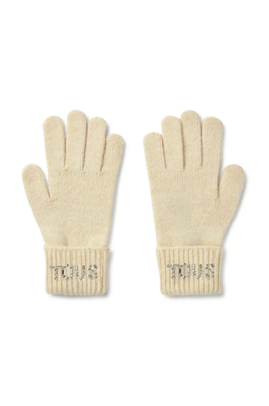 Rukavice s prímesou vlny Tous TEXTIL béžová farba, 2002204001