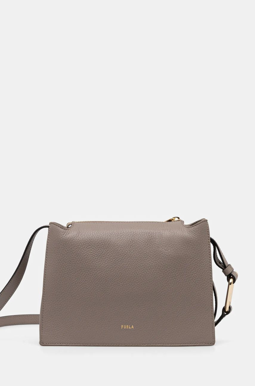 Kožená kabelka Furla šedá farba, WB01275 HSF000 2572S