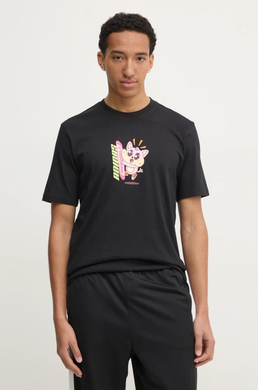 Tričko adidas Originals Q12 TS KAWAII pánske, čierna farba, s potlačou, JP2675