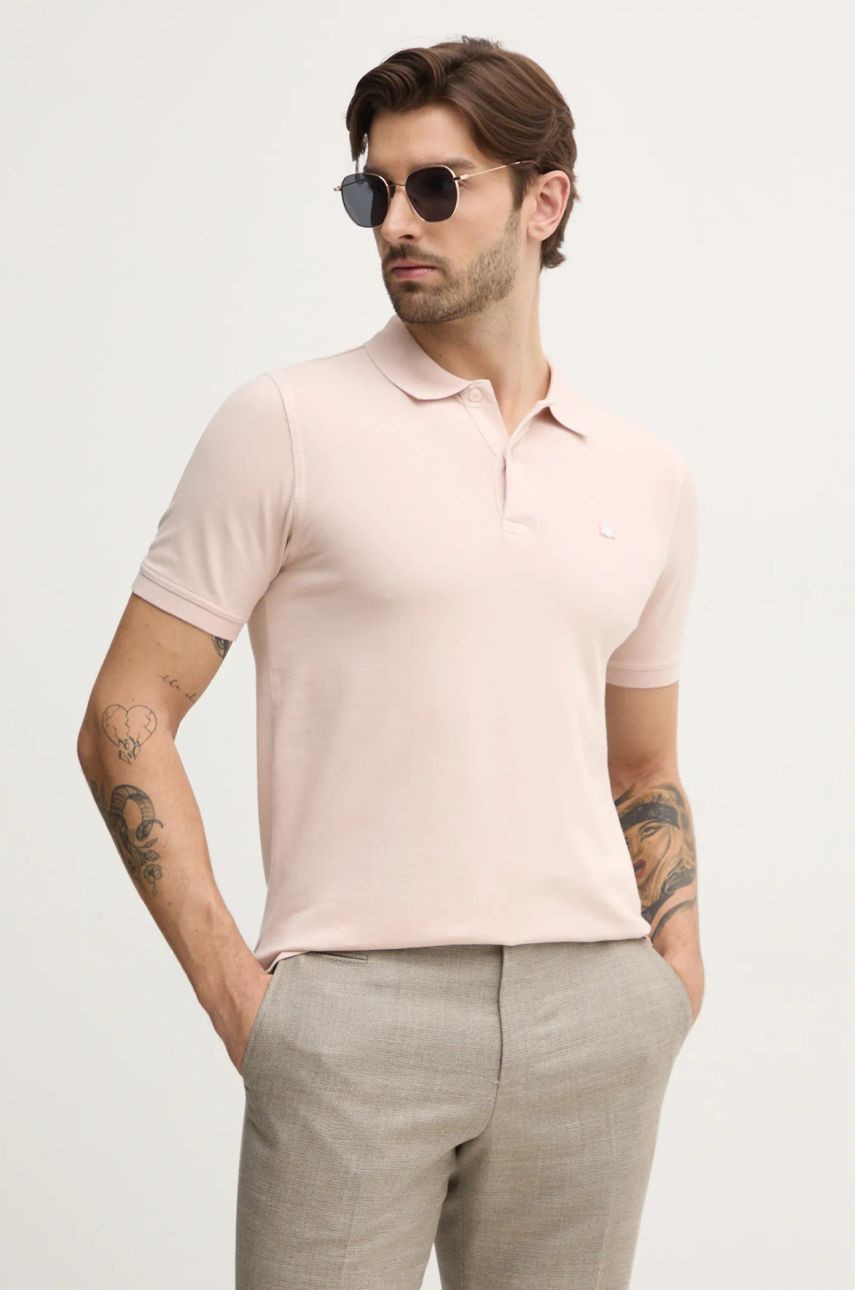 Polo tričko United Colors of Benetton pánske, ružová farba, jednofarebné, 3WG9U301Z