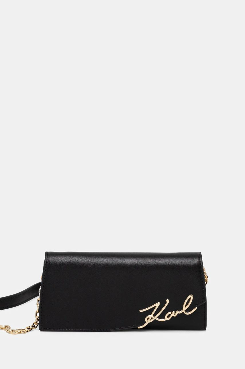 Kožená peňaženka Karl Lagerfeld dámska, čierna farba, A1W32068