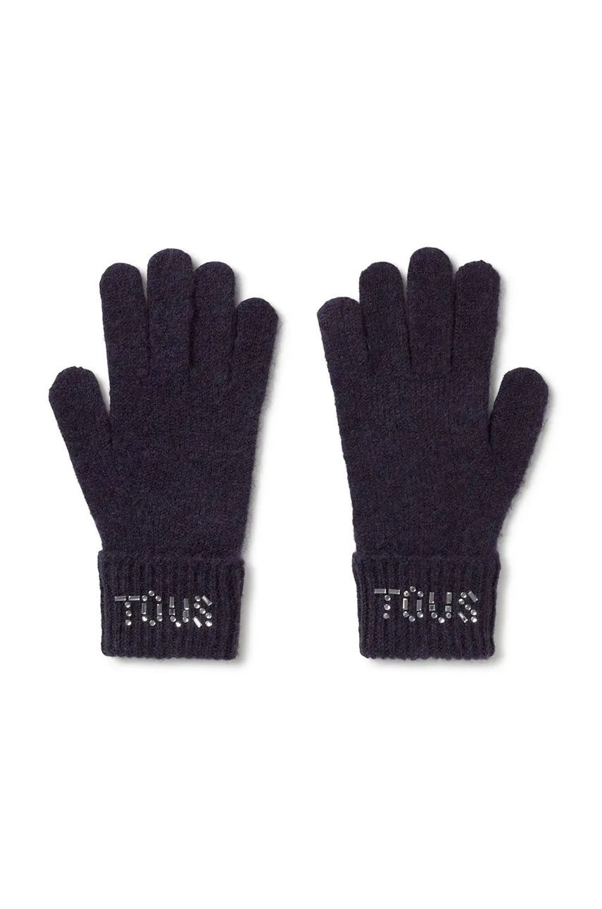 Rukavice s prímesou vlny Tous TEXTIL tmavomodrá farba, 2002204033