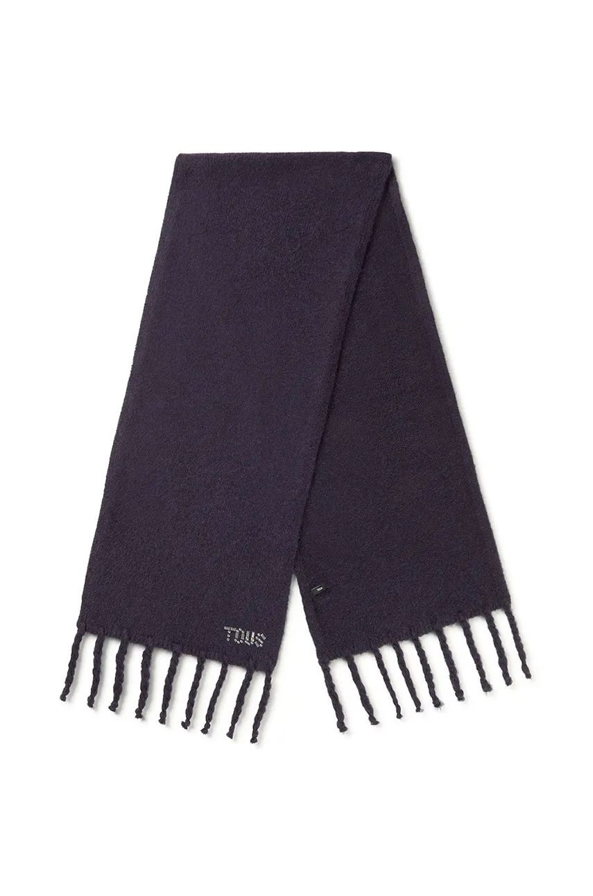 Šál s prímesou vlny Tous TEXTIL tmavomodrá farba, jednofarebný, 2002203333