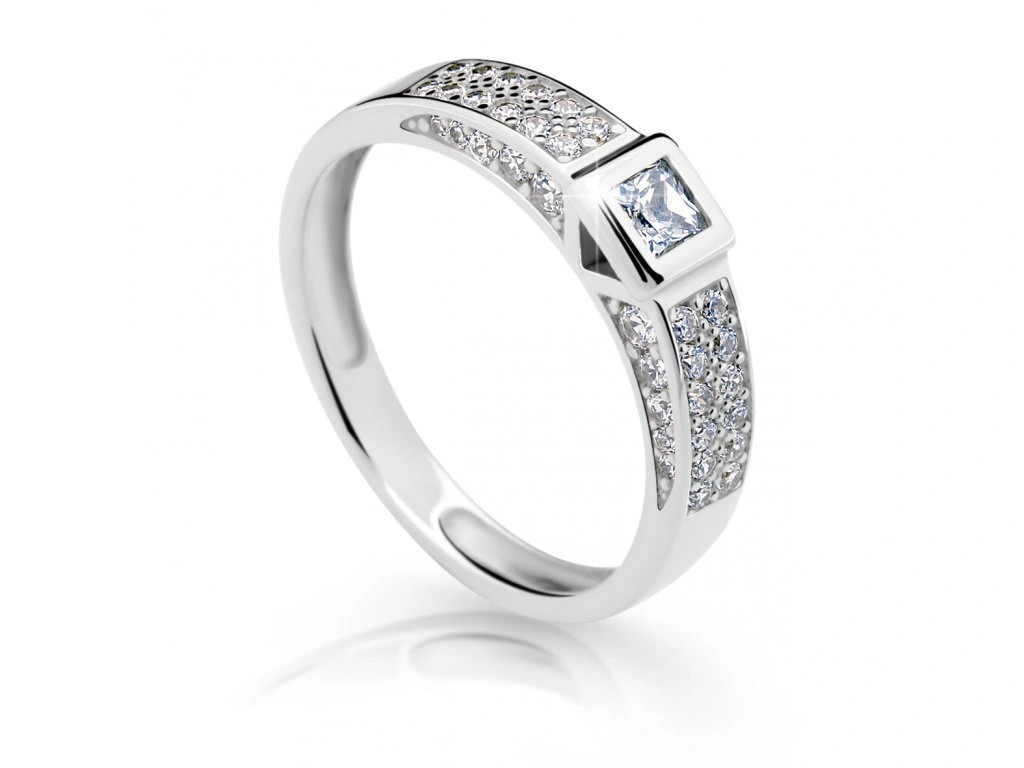 Cutie Jewellery Trblietavý prsteň z bieleho zlata so zirkónmi Z6715-2361-10-X-2 48 mm