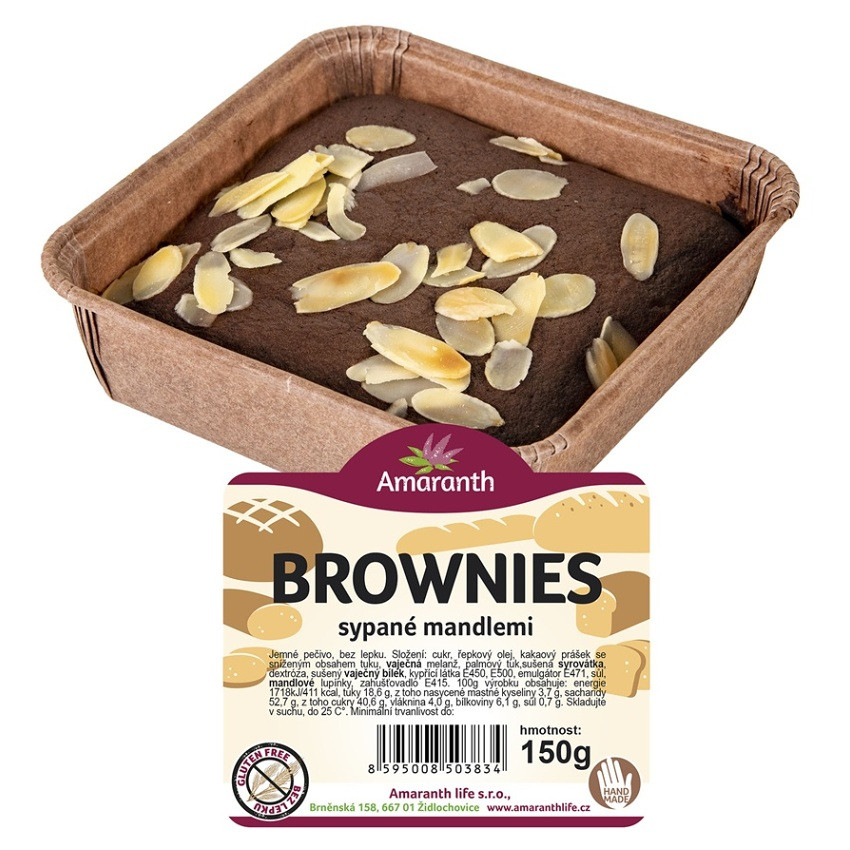 AMARANTH Bezlepkové brownies sypané mandľami 150 g