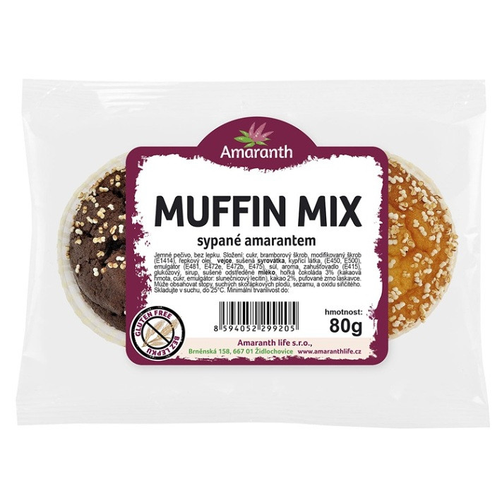 AMARANTH Bezlepkový muffin mix sypaný amarantom 2 kusy
