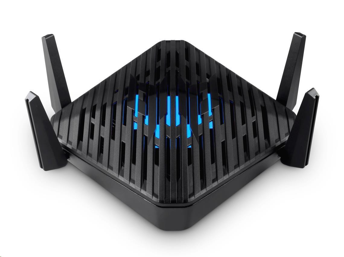 ACER Predator router Connect W6d WiFi 6 - ARM Cortex, 16GB, 4GB eMMC, 1xWAN, 4xLAN, USB, 4x anténa, čierna