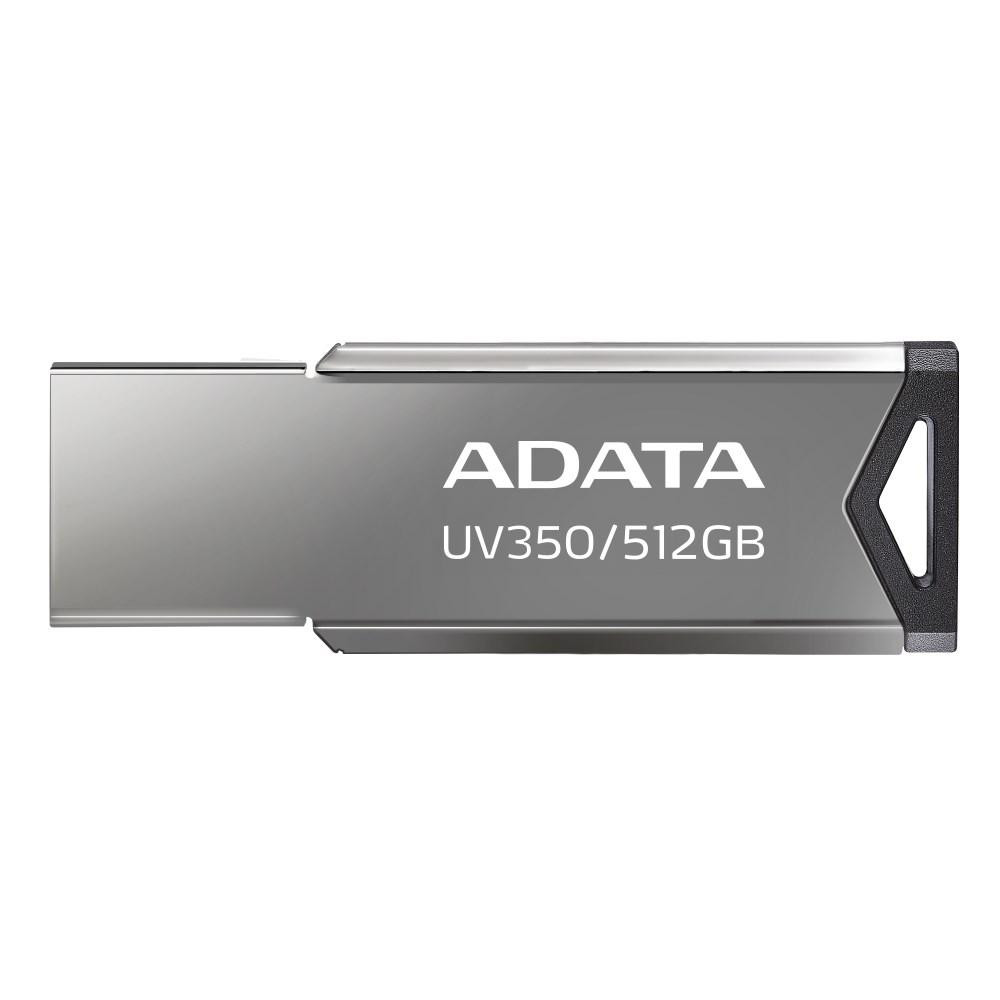 ADATA Flash Disk 512GB UV350, USB 3.2 Dash Drive, tmavo strieborná textúra kov