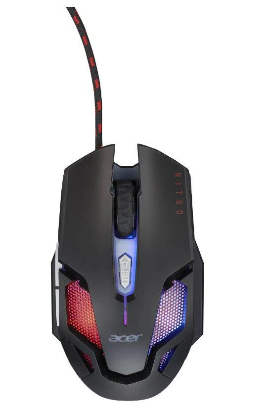 Acer NITRO GAMING MOUSE II - herná myš optická, max. 7200dpi (6 úrovní - 800-7200), 7 typov podsvietenia, 6 tlačidiel