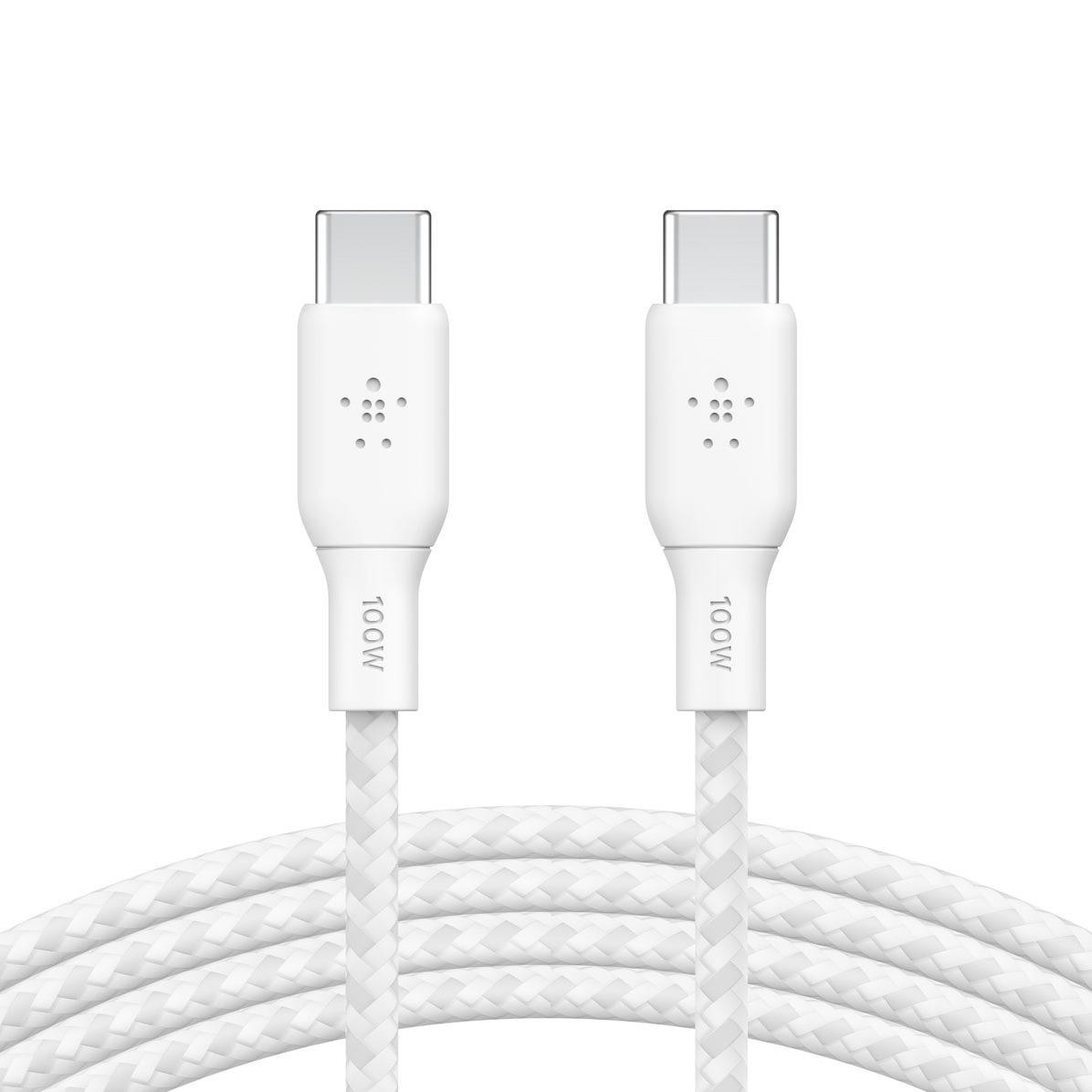 Belkin BOOST CHARGE ™ USB-C/USB-C kábel 100W, 3m, biely - odolný