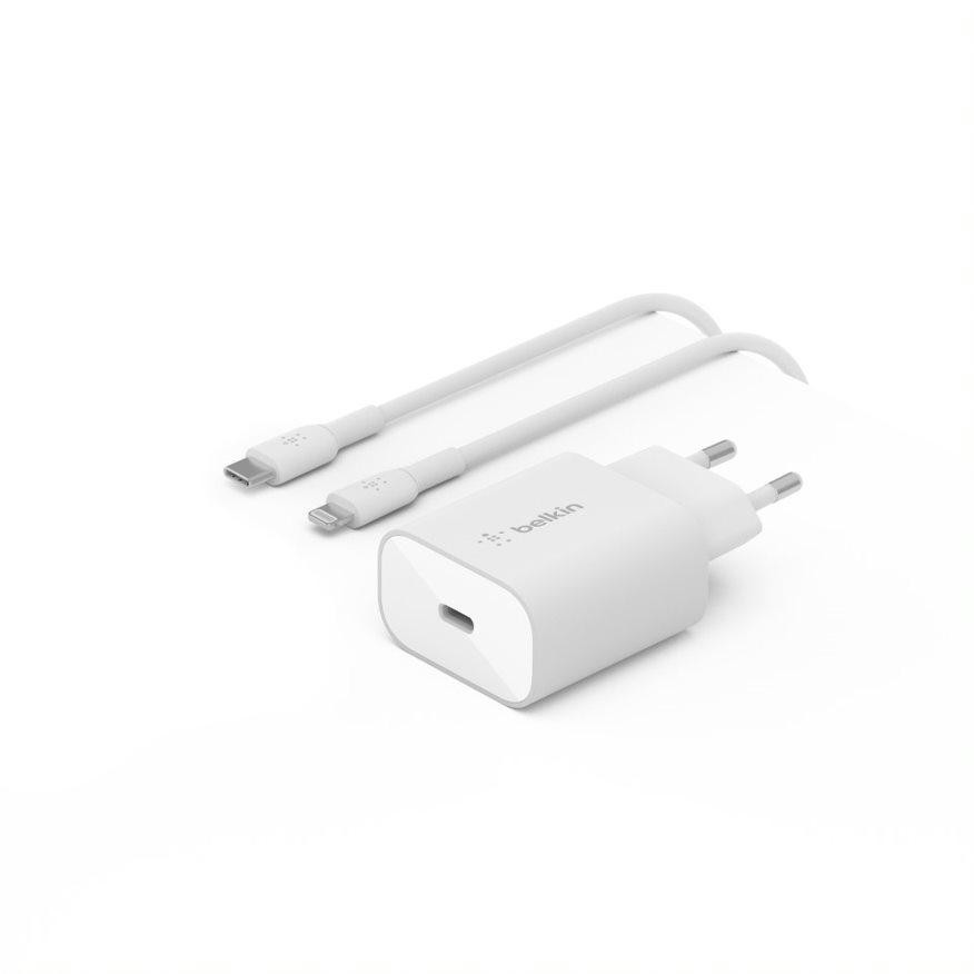 Belkin BOOST CHARGE™ 25W USB-C Power Delivery PPS nástenná nabíjačka + 1m USB-C na lightning kábel, biela