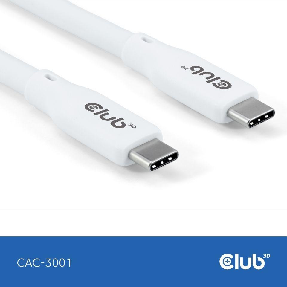 Club3D Kábel USB-C 4.0, 20Gbps, 4K60Hz, PD 240W, 2m, biela