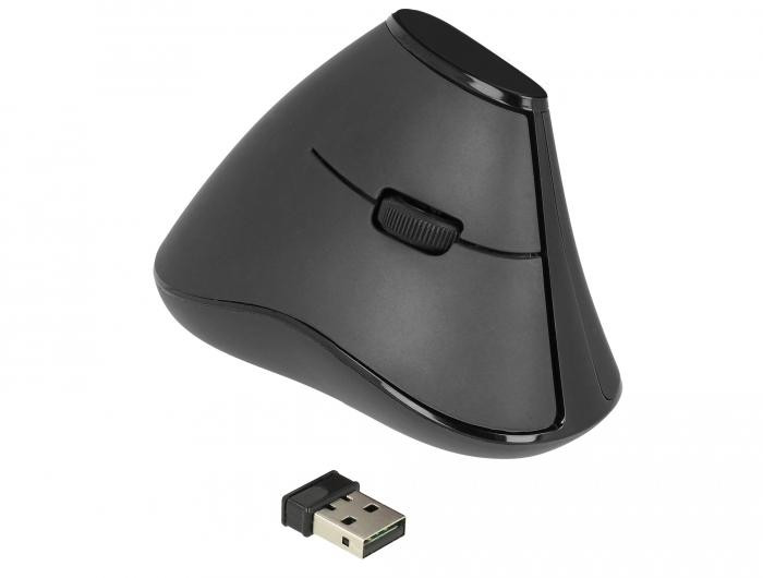 Delock Ergonomická vertikálna optická 5-tlačítková myš 2,4 GHz bezdrôtová - tichá