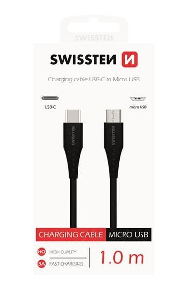 DÁTOVÝ KÁBEL SWISSTEN USB-C / MICRO USB 1,0 M ČIERNY
