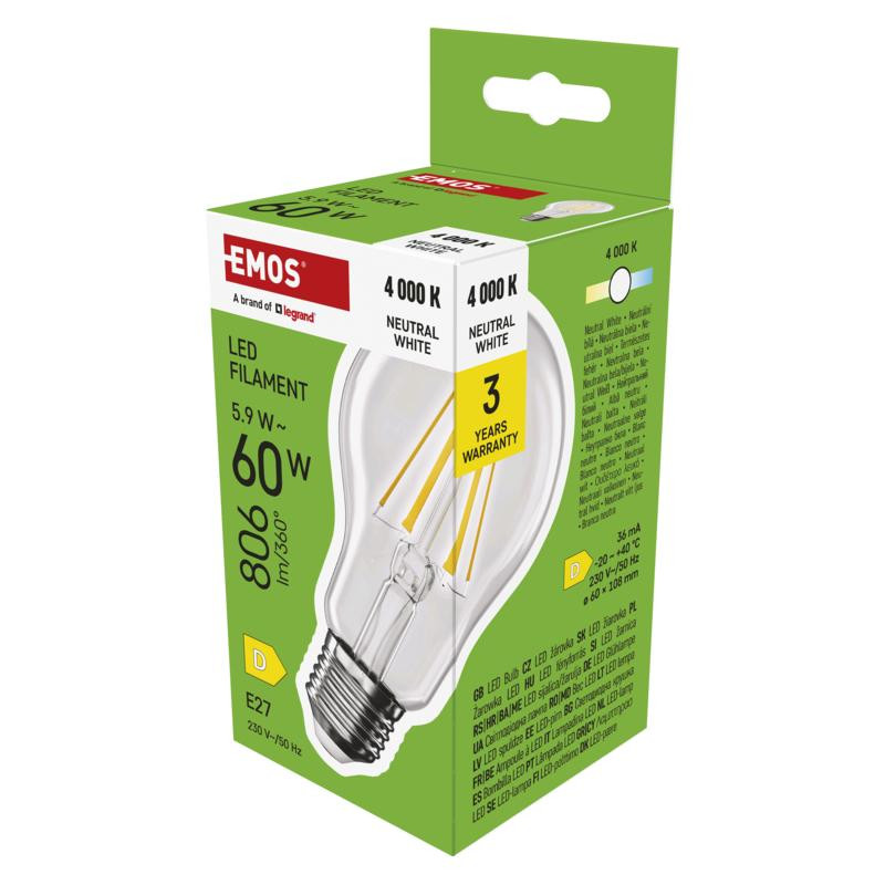 EMOS LED FLM A60 5,9 W (60 W) 806lm E27 NW