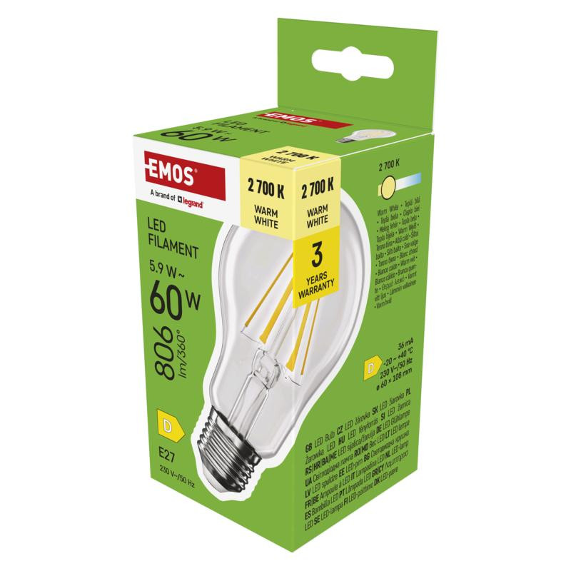 EMOS LED FLM A60 5,9 W (60 W) 806lm E27 WW