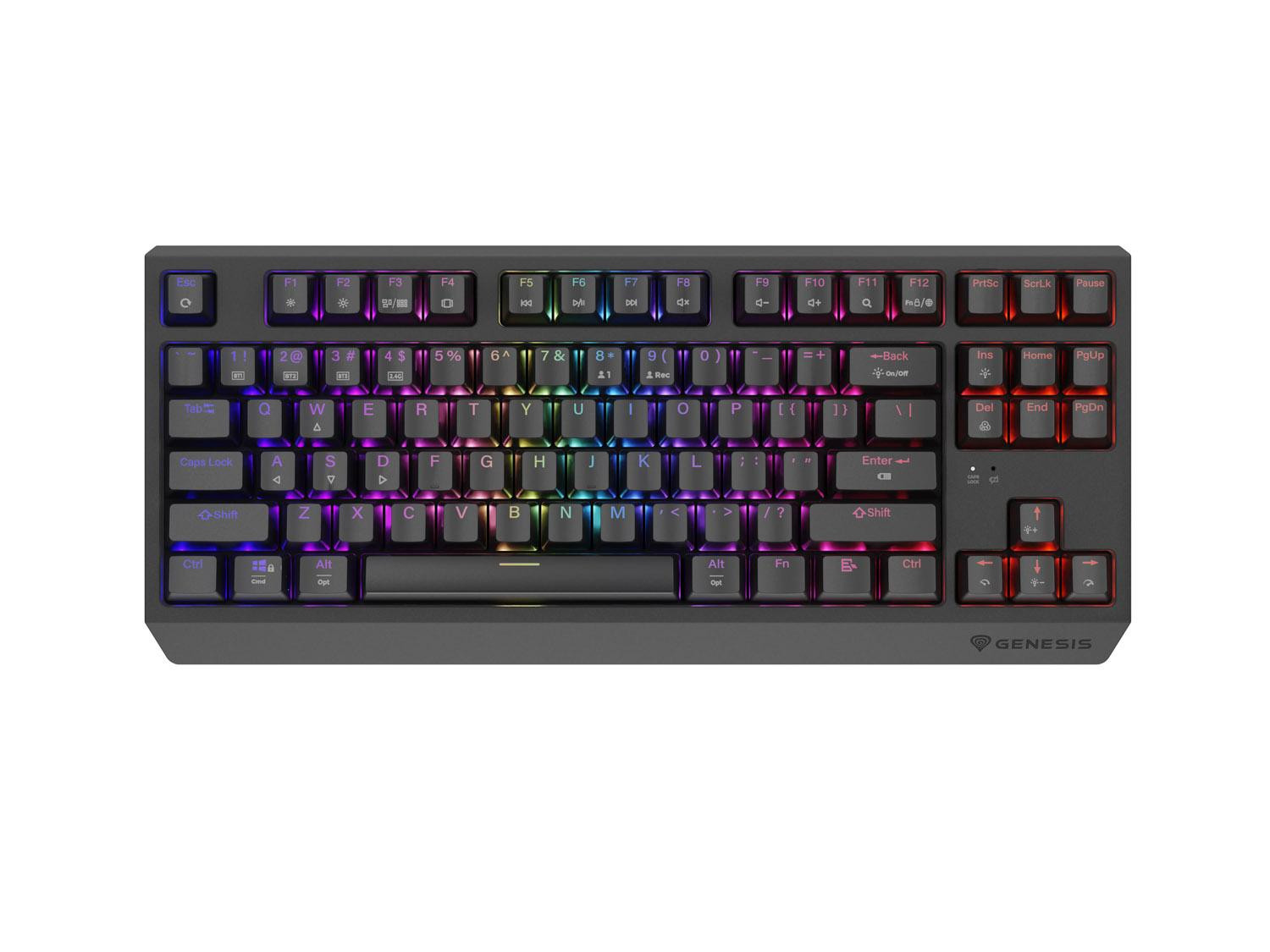 GENESIS herná klávesnica THOR 230/TKL/RGB/Outemu Red/Bezdrôtová USB + Bluetooth/US layout/Čierna