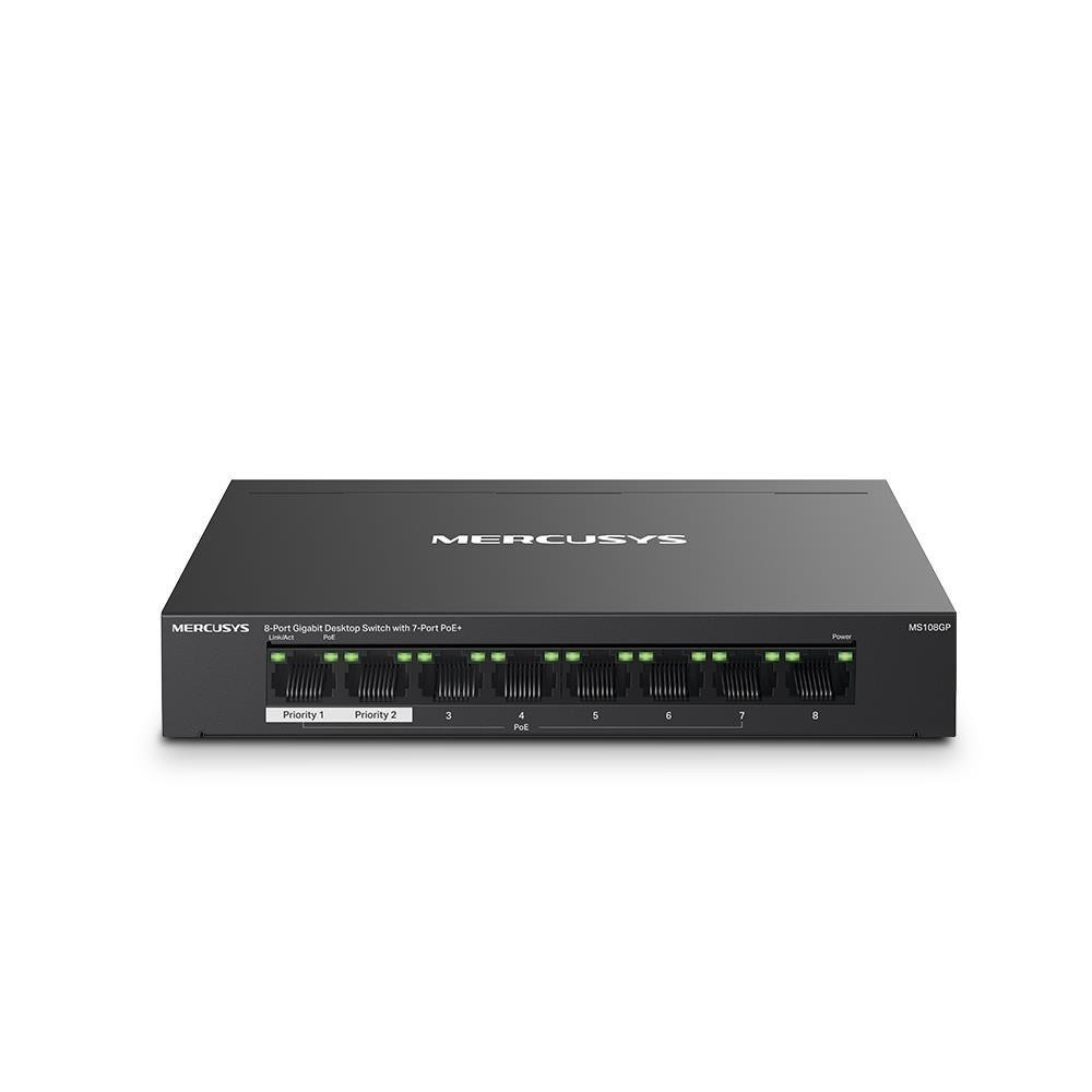 MERCUSYS switch MS108GP (8xGbE, 7xPoE+, 65W, fanless)