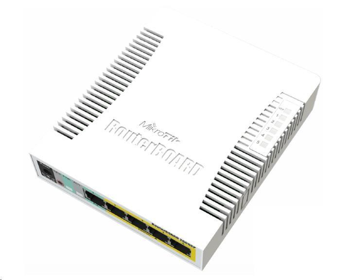 MikroTik RouterBOARD CSS106-1G-4P-1S (RB260GSP), TF470 CPU, nastaviteľný switch, 5x LAN, 1xSFP slot, PoE OUT, vr. SwOS