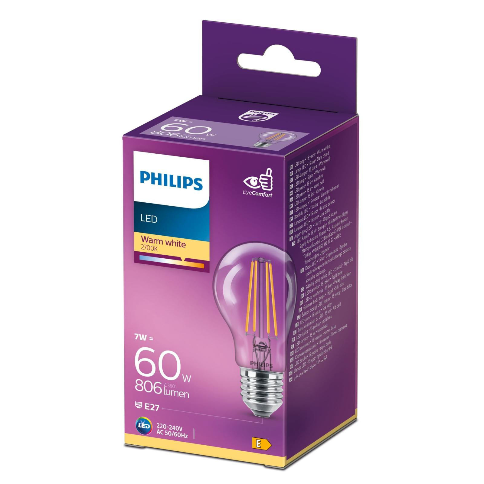 PHILIPS žiarovka LED classic 60W A60 E27WWCLND 1PF/SRT4