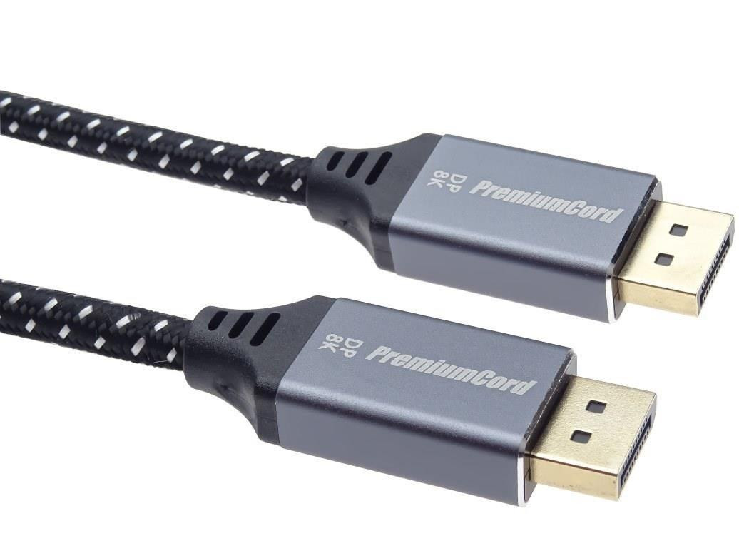 PREMIUMCORD Kábel DisplayPort 1.4 prípojný kábel, kovové a pozlátené konektory, 3m