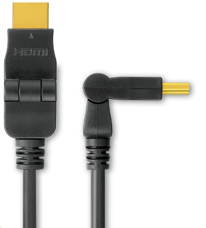 PREMIUMCORD Kábel HDMI A - HDMI AM/M 2m, otočné pozlátené konektory