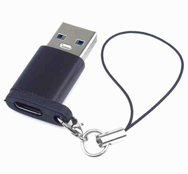 PremiumCord Adaptér USB3.0 A male - USB-C Female, čierny s očkom na zavesenie