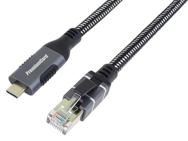 PremiumCord Ethernetový kábel USB-C -> LAN RJ45 10/100/1000 MBIT 1m