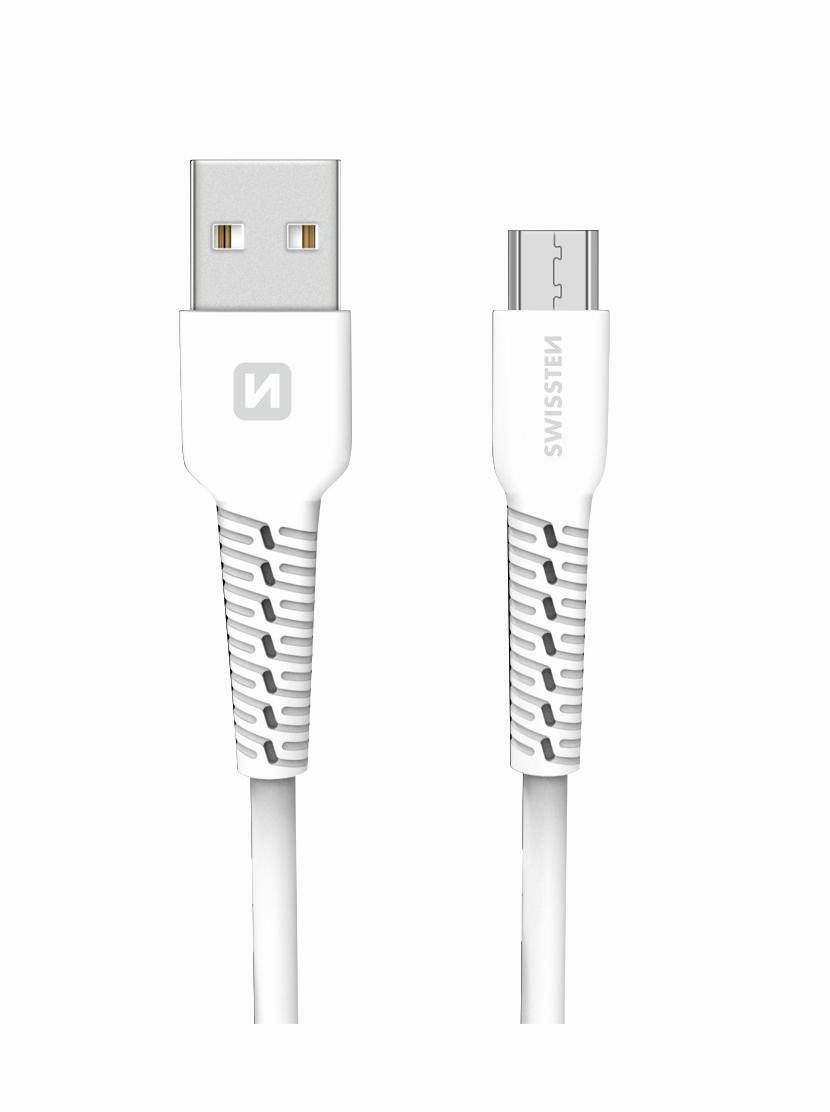 SWISSTEN DÁTOVÝ KÁBEL USB / MICRO USB 1,0 M BIELÝ