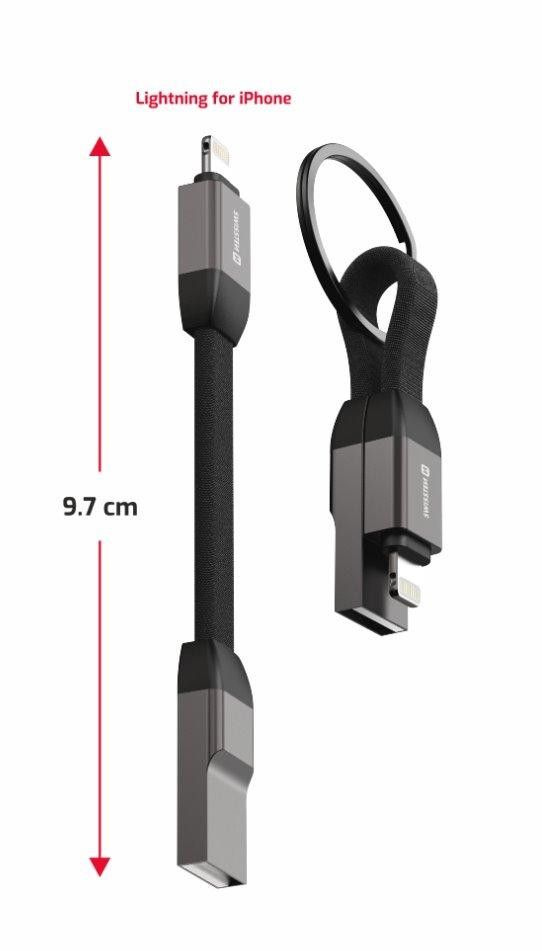 SWISSTEN MAGNETICKÝ KEYCHAIN KÁBEL USB-A / LIGHTNING 9,7 CM