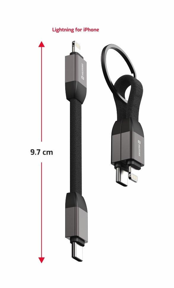 SWISSTEN MAGNETICKÝ KEYCHAIN KÁBEL USB-C / LIGHTNING 9,7 CM