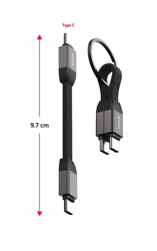 SWISSTEN MAGNETICKÝ KEYCHAIN KÁBEL USB-C / USB-C 9,7 CM