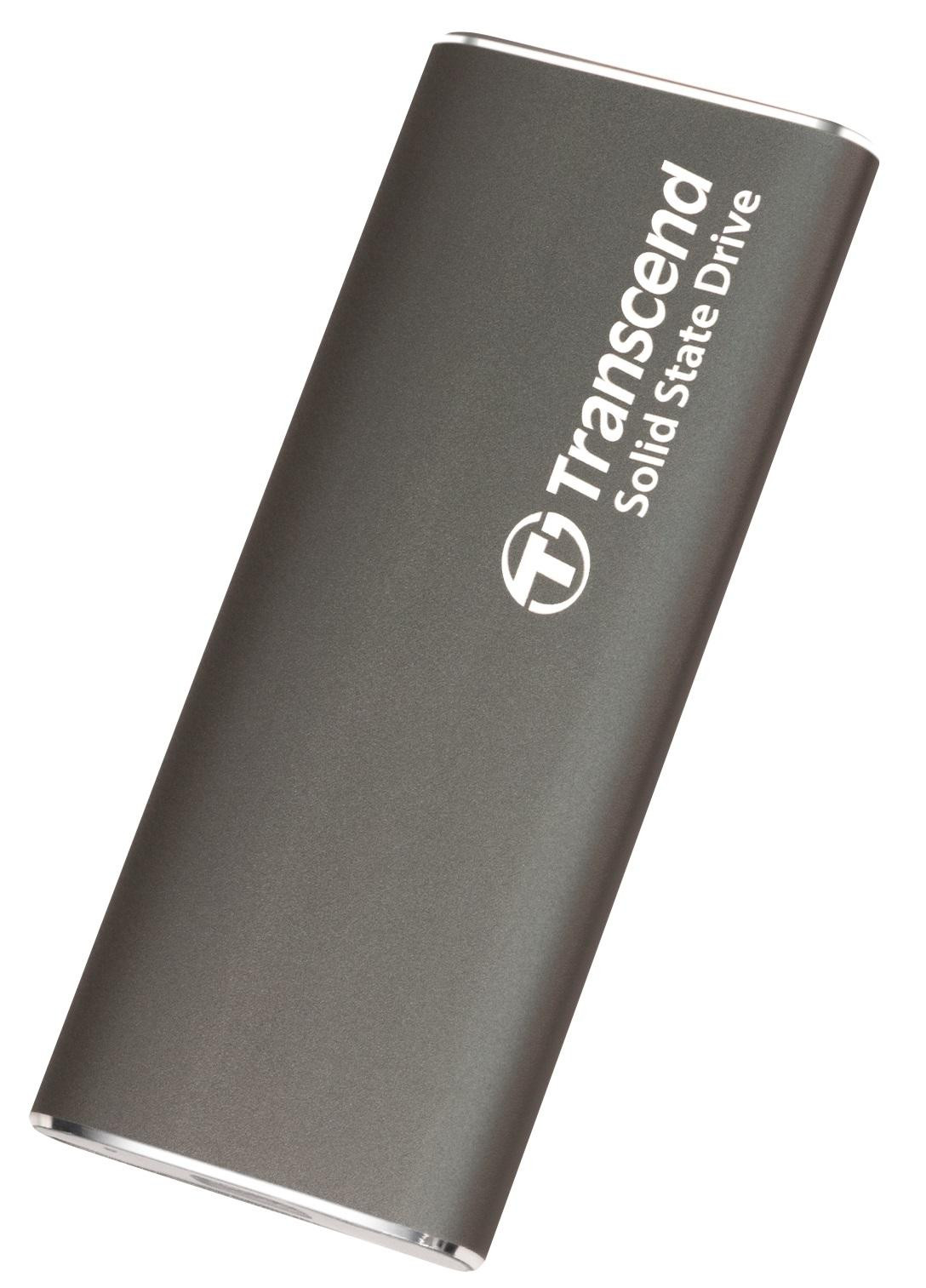 Transcend ESD265C 1TB, USB 10Gbps Type C, Externý SSD disk (3D NAND flash), kompaktné rozmery, sivý