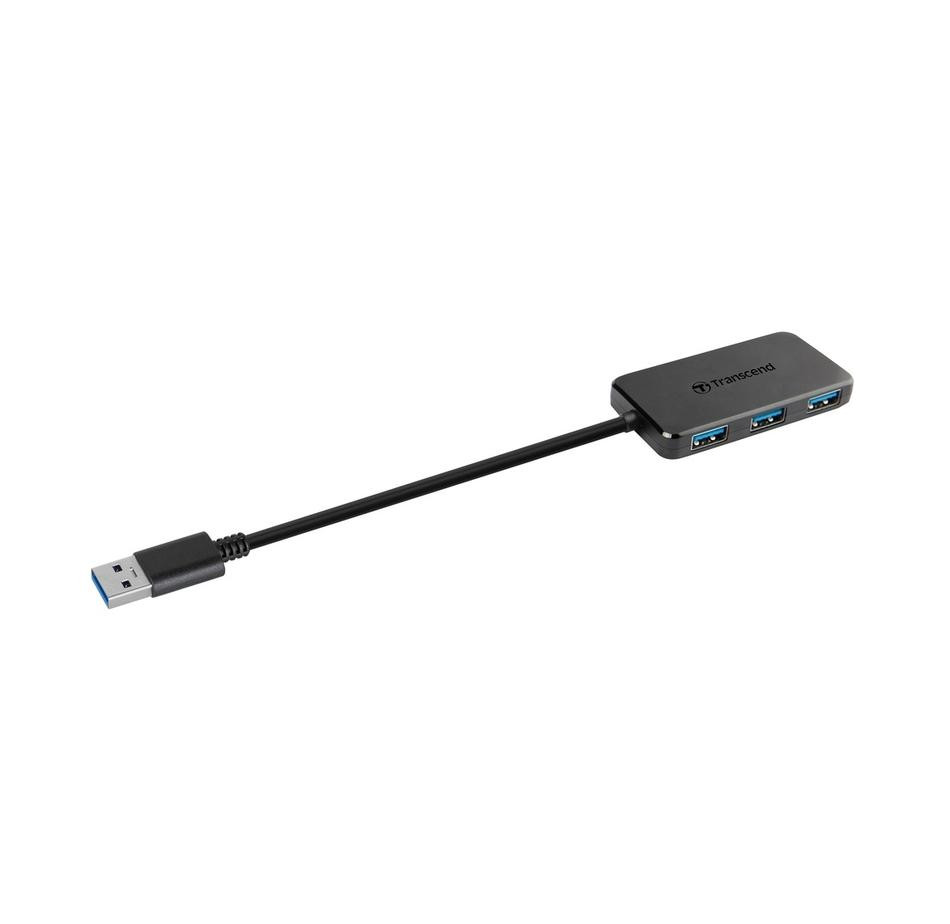 Transcend HUB2, USB 3.1 Gen 1 Hub 4-port, čierny