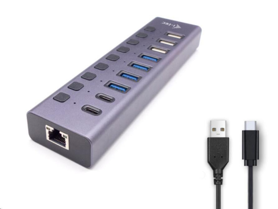 i-tec USB 3.0/USB-C nabíjací HUB 9port LAN + Power Adapter 60 W