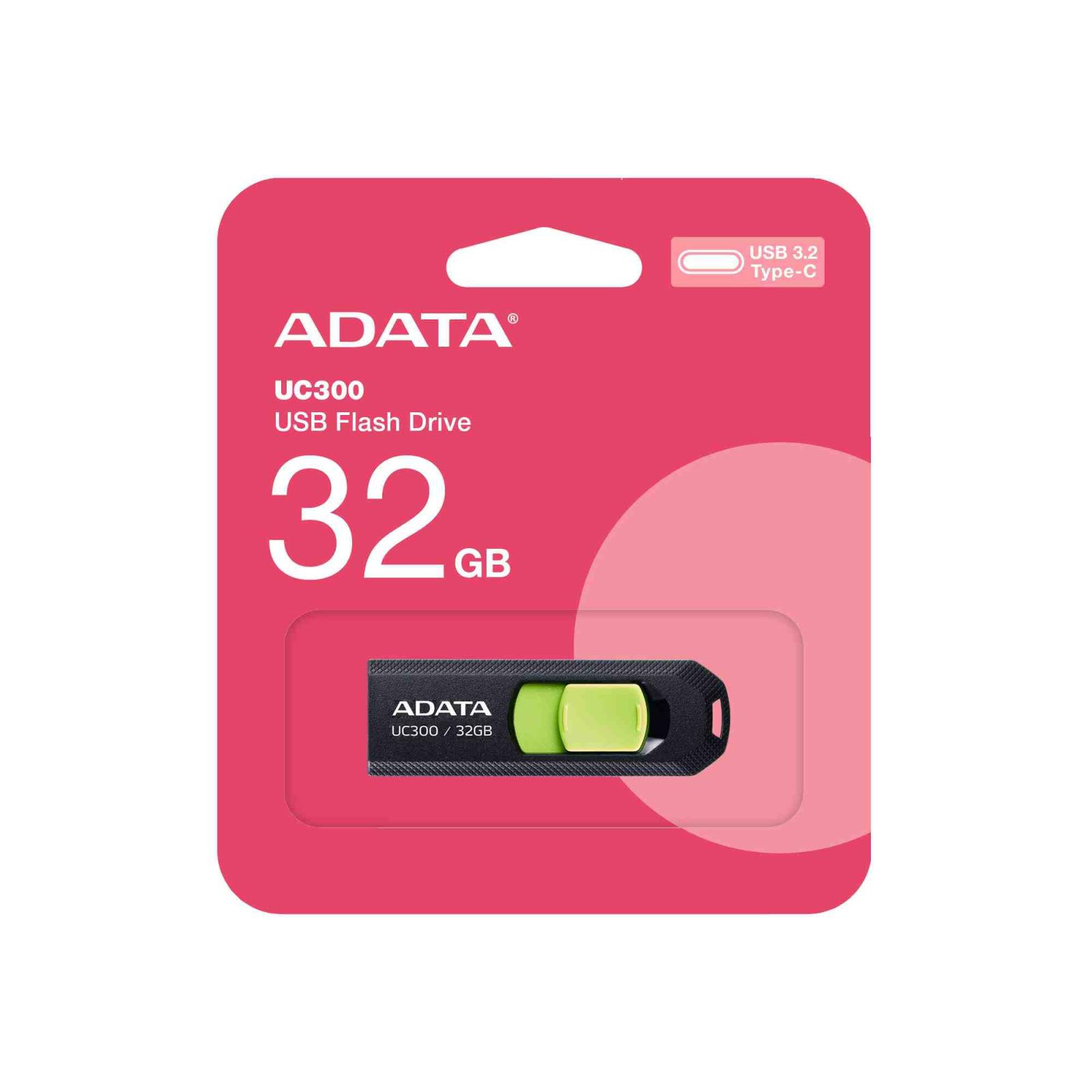 ADATA Flash Disk 32GB UC300, USB-C 3.2, čierno-zelená
