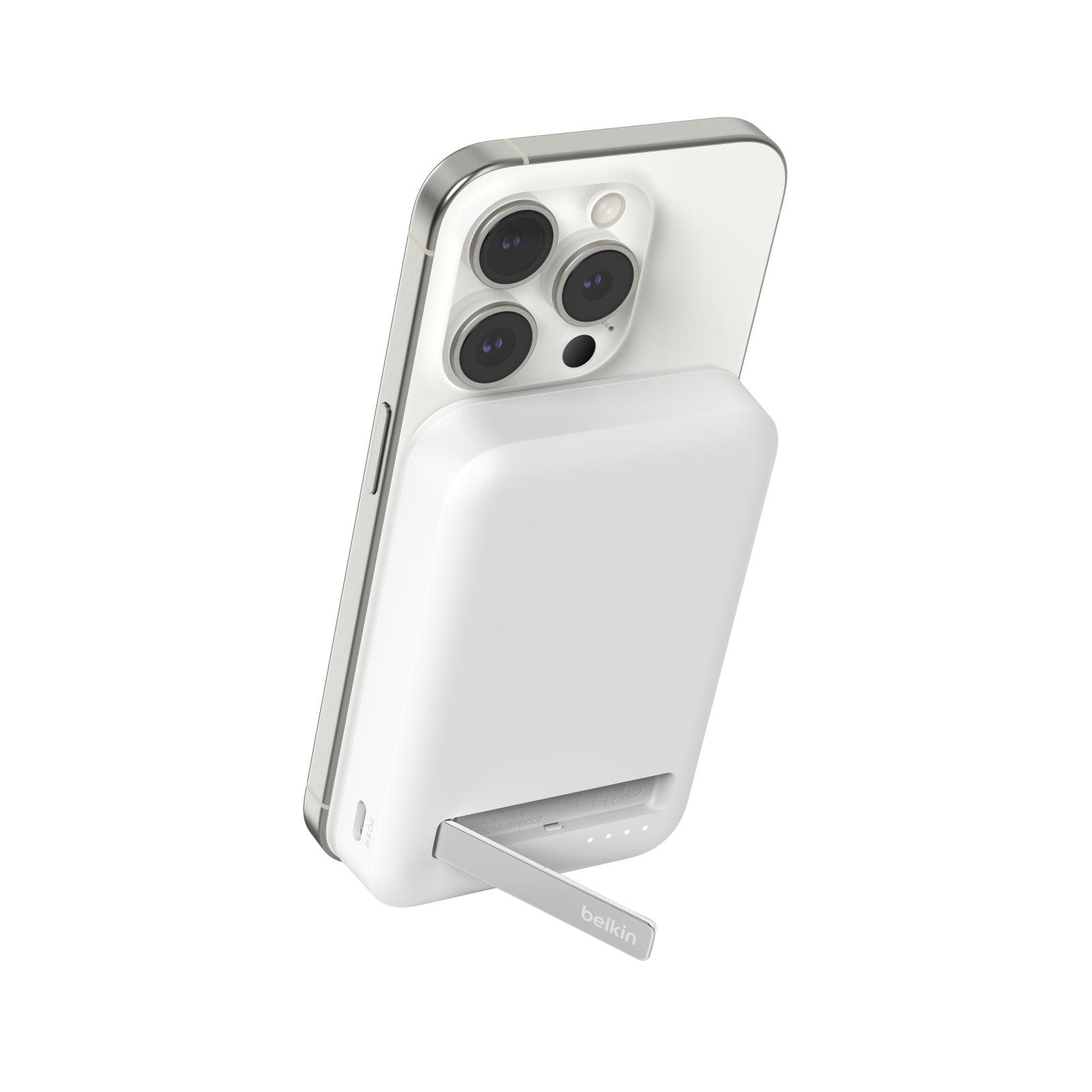 Belkin BOOST CHARGE ™ Qi2 Magnetická Bezdrôtová PowerBanka so stojanom, 8000mAh, 15W, biela
